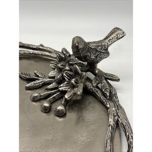 Serving Tray BIRD flower 3D Nest VTG  Star Home Spring Floral Party 13" Silver